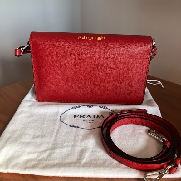Prada Red Saffiano Lux Mini Sound Bag - Picture 3 of 9